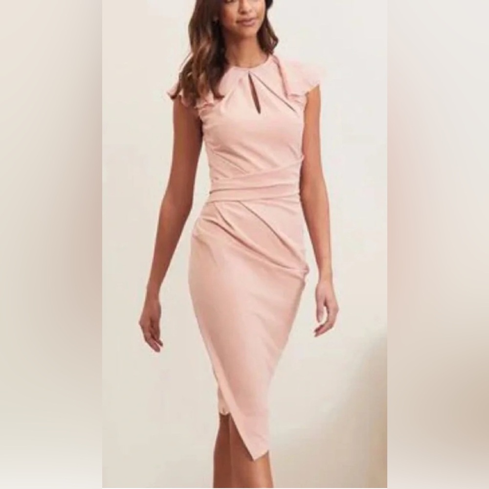 LIPSY Pink Ruched Wrap Midi Dress